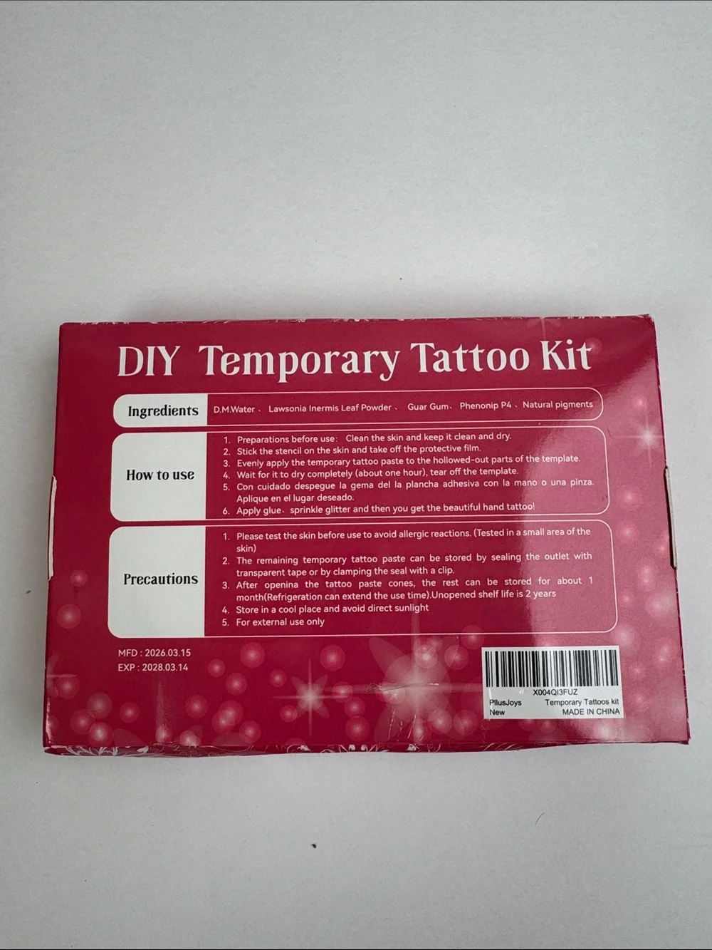 Temporary Tattoo Kit - Red and Gold Henna Style